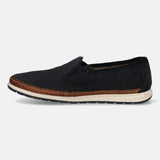 A blue Men's bugatti Slip-On Sneakers featuring a round toe plain toe, zero heels heel. Made from textile with a durable tpr outsole, this slip-on design offers both style and comfort.