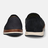 A blue Men's bugatti Slip-On Sneakers featuring a round toe plain toe, zero heels heel. Made from textile with a durable tpr outsole, this slip-on design offers both style and comfort.