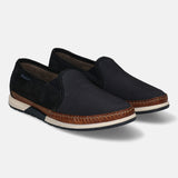 A blue Men's bugatti Slip-On Sneakers featuring a round toe plain toe, zero heels heel. Made from textile with a durable tpr outsole, this slip-on design offers both style and comfort.