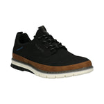 Men's Bugatti casual black textile shoes with a round toe , a tpr outsole , and laces fastening.