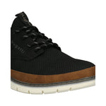 Men's Bugatti casual black textile shoes with a round toe , a tpr outsole , and laces fastening.