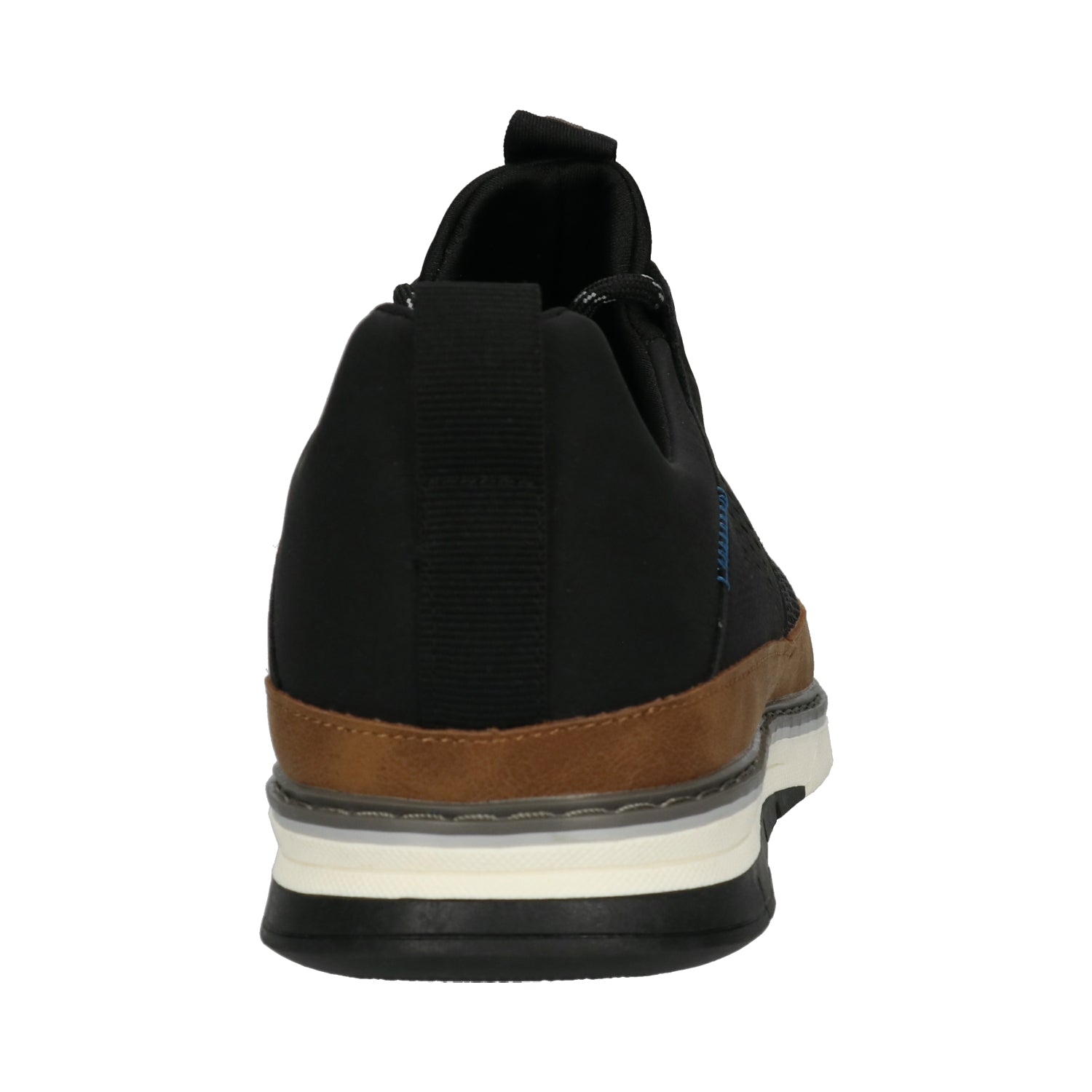 Men's Bugatti casual black textile shoes with a round toe , a tpr outsole , and laces fastening.
