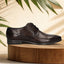 Men's Bugatti derby brown leather shoes with a pointed toe and plain toe featuring a moulded heel , a pvc outsole , and laces fastening.