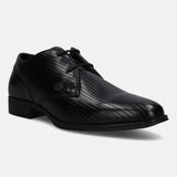 Zavinio Black Leather Formal Derby Shoes