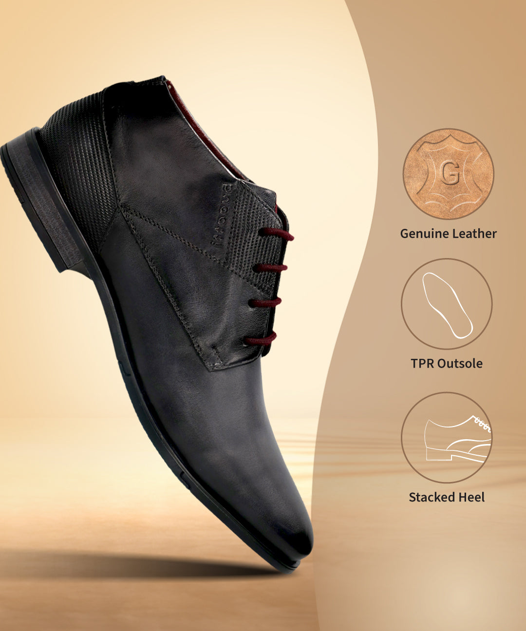 Bugatti Gapo dark blue chukka boot in premium leather, with red laces and a stacked heel.