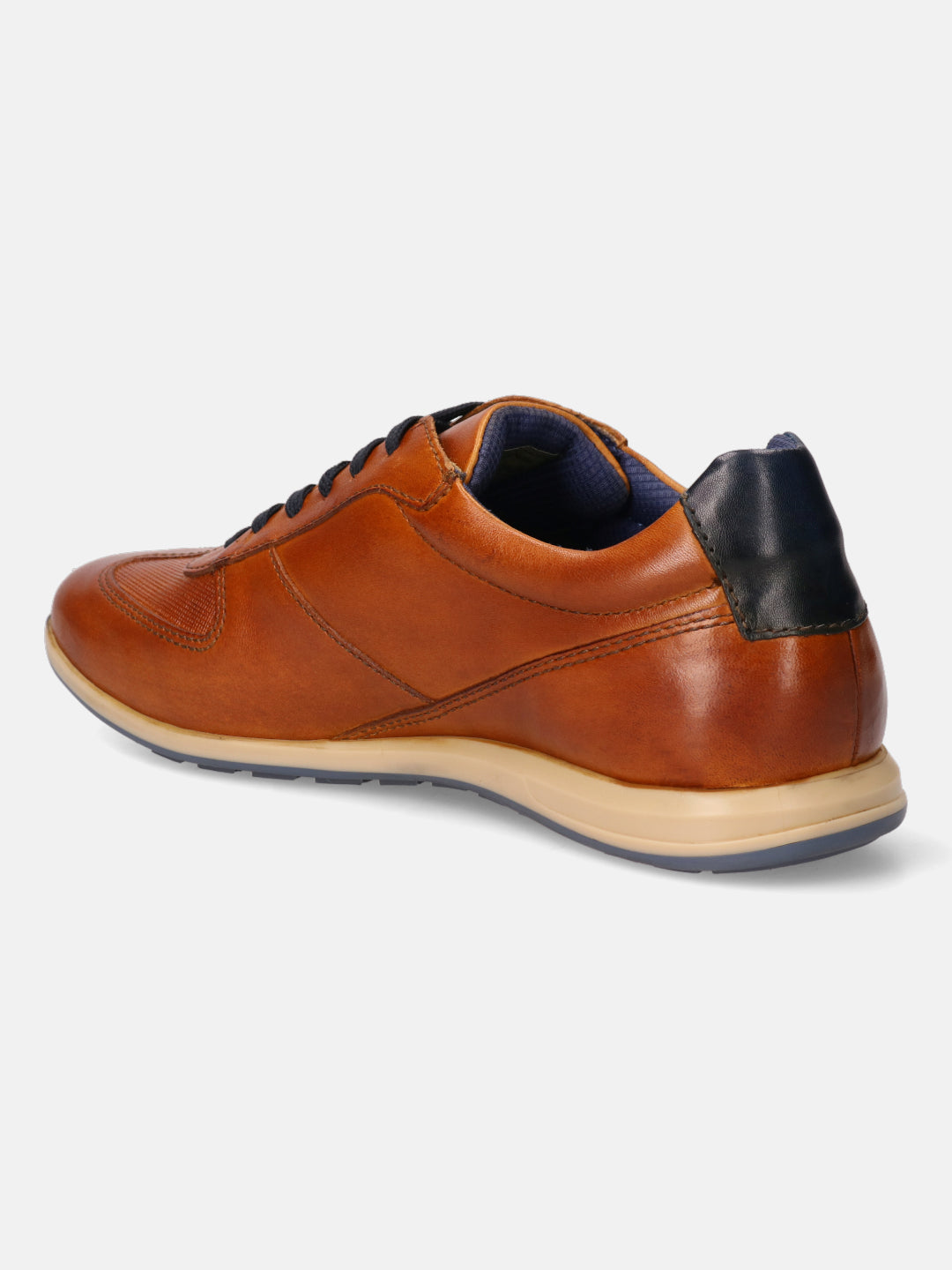 Thorello Cognac Leather Sneakers – bugatti Shoes India