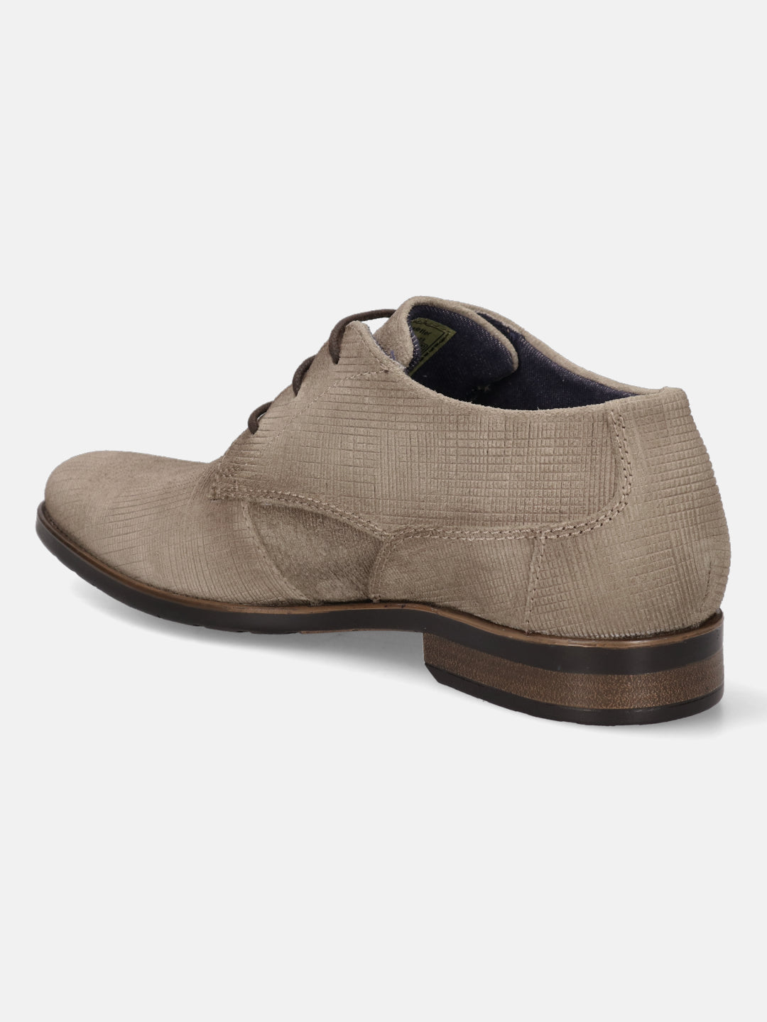 A taupe Men's bugatti Casuals Shoes featuring a round toe plain toe, stacked heel. Made from suede leather with a durable high quality synthetic outsole, this laces design offers both style and comfort.