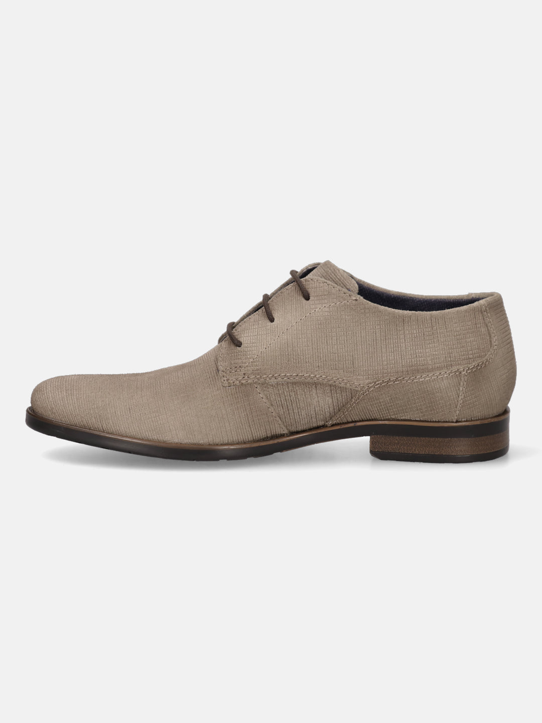 A taupe Men's bugatti Casuals Shoes featuring a round toe plain toe, stacked heel. Made from suede leather with a durable high quality synthetic outsole, this laces design offers both style and comfort.