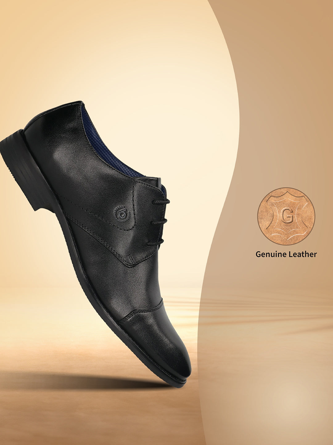Men's Bugatti derby black leather shoes with a pointed toe and cap toe featuring a moulded heel , a tpr outsole , and laces fastening.