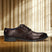 Men's Bugatti derby brown leather shoes with a round toe and plain toe featuring a moulded heel , a tpr outsole , and laces fastening.