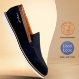 bugatti Biagino Dark Blue  Premium Leather Comfort Slip-Ons Casual
