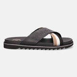 Limon Black & Multicolour Leather Cross Straps Sandals