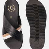 Limon Black & Multicolour Leather Cross Straps Sandals