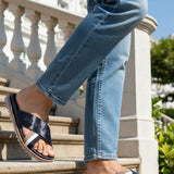 bugatti Limon Dark Blue   Premium Leather Comfort Cross Strap Sandals