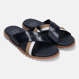 bugatti Limon Dark Blue   Premium Leather Comfort Cross Strap Sandals