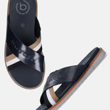 bugatti Limon Dark Blue   Premium Leather Comfort Cross Strap Sandals