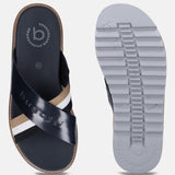 bugatti Limon Dark Blue   Premium Leather Comfort Cross Strap Sandals