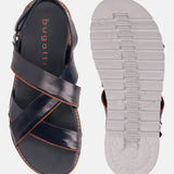 bugatti Dark Blue Premium Leather Back Strap Sandals