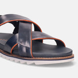 Limon Dark Blue Leather Back Strap Sandals