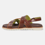 bugatti Dark Brown Premium Leather Back Strap Sandals