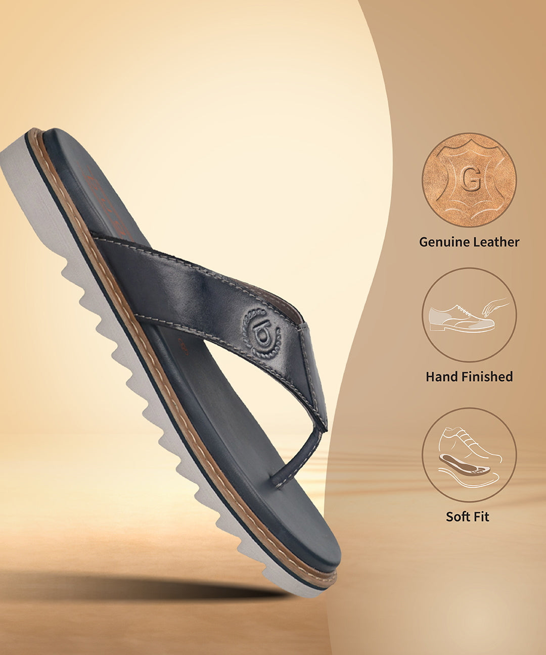 Men's Bugatti thong blue leather shoes with a round toe , a eva outsole.