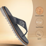 Men's Bugatti thong blue leather shoes with a round toe , a eva outsole.
