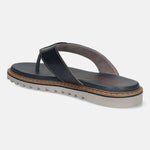 Men's Bugatti thong blue leather shoes with a round toe , a eva outsole.