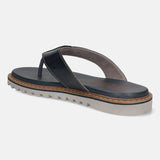 Men's Bugatti thong blue leather shoes with a round toe , a eva outsole.