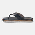 Men's Bugatti thong blue leather shoes with a round toe , a eva outsole.