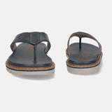 Men's Bugatti thong blue leather shoes with a round toe , a eva outsole.