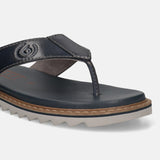 Men's Bugatti thong blue leather shoes with a round toe , a eva outsole.