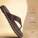 Men's Bugatti thong brown leather shoes with a round toe , a eva outsole.