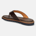 Men's Bugatti thong brown leather shoes with a round toe , a eva outsole.
