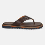 Men's Bugatti thong brown leather shoes with a round toe , a eva outsole.