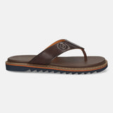 Men's Bugatti thong brown leather shoes with a round toe , a eva outsole.