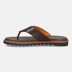 Men's Bugatti thong brown leather shoes with a round toe , a eva outsole.