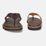 Men's Bugatti thong brown leather shoes with a round toe , a eva outsole.