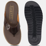 Men's Bugatti thong brown leather shoes with a round toe , a eva outsole.
