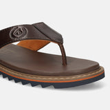 Men's Bugatti thong brown leather shoes with a round toe , a eva outsole.
