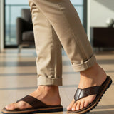 bugatti Limon dark brown  Premium Leather Comfort Thong Sandals