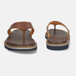 Men's Bugatti thong cognac leather shoes with a round toe , a eva outsole.