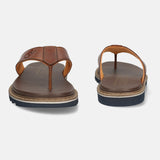 Men's Bugatti thong cognac leather shoes with a round toe , a eva outsole.