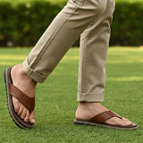 bugatti Limon cognac  Premium Leather Comfort Thong Sandals