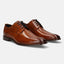 A cognac Men's bugatti Derby featuring a round toe plain toe, stacked heel. Made from premium genuine leather with a durable leather outsole, this laces design offers both style and comfort.
