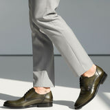 bugatti Mansueto Flex dark green  Premium Leather Comfort Derby Formal shoes