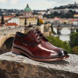 bugatti Livorno Flex Evo Bordo Premium Leather Derby Formal Shoes