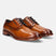 A cognac Men's bugatti Derby featuring a round plain toe, stacked heel. Made from premium genuine leather with a durable leather outsole, this laces design offers both style and comfort.