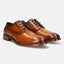 A cognac Men's bugatti Derby featuring a round plain toe, stacked heel. Made from premium genuine leather with a durable leather outsole, this laces design offers both style and comfort.