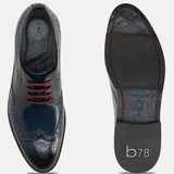 bugatti Dark Blue & Dark Red Premium Leather Derby shoes