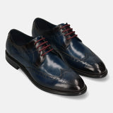 bugatti Dark Blue & Dark Red Premium Leather Derby shoes